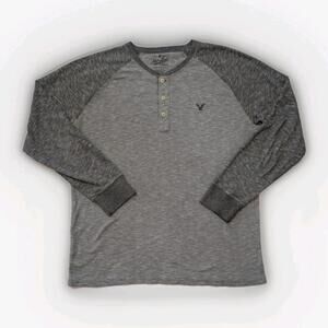 American Eagle Men's Y2K Thermal Henley Size. XL Preppy Uni Casual Outdoor